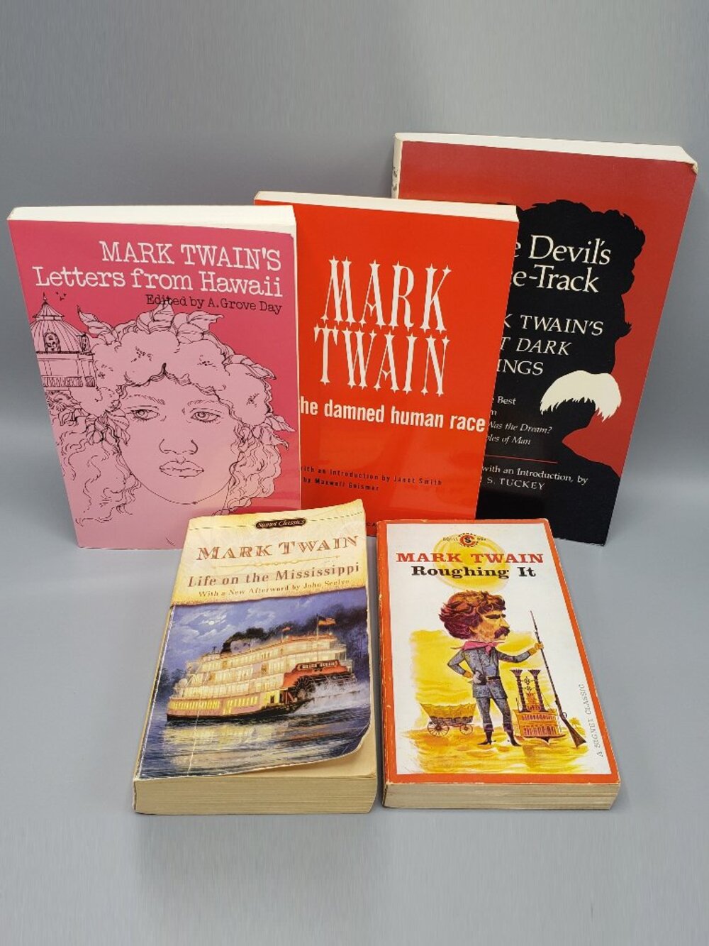 Mark Twain Lot of 5 Non-Fiction Roughing It Mississippi Hawaii Damned Great Dark